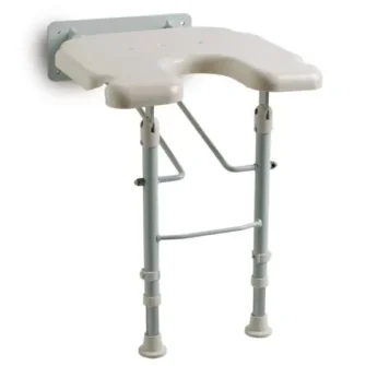 Asiento de ducha abatible en U con patas