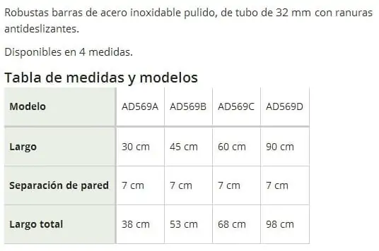 Barras de baño de acero inoxidable - Imagen 2