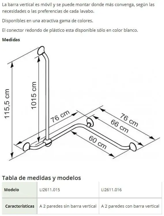 Asidera para ducha a 2 paredes Ergogrip - Imagen 3