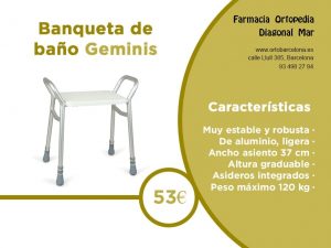 Banqueta de baño Geminis – Diagonal Mar, Farmacia y Ortopedia