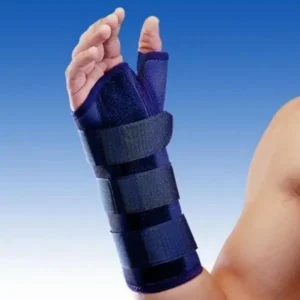 Muñequera férula palmar pulgar azul